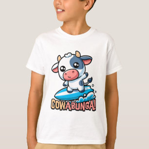 T-shirt Cowabunga ! Cute Surfing Cow Pun