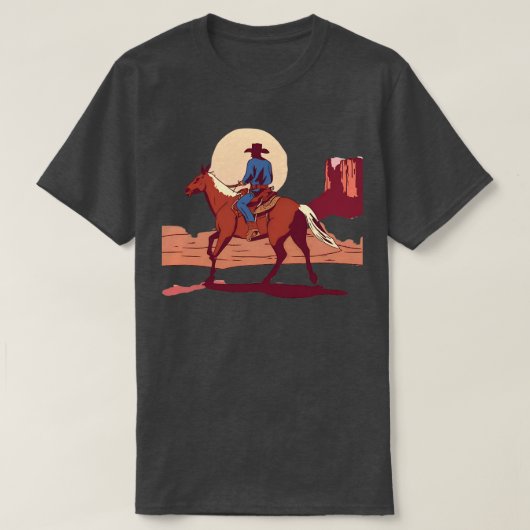 T-shirt Cowboy à cheval dans le désert du sud-ouest du cou (Design devant)
