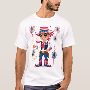 T-shirt Cowboy aux étoiles – Célébration du 4 juillet Des