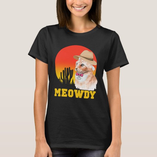 T-shirt Cowboy Chat Funny Meowdy (Devant)