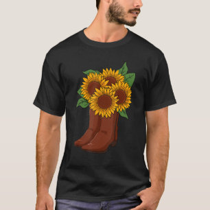 T-shirt Cowboy Cowgirl Rodeo Boots tournesol Wild West