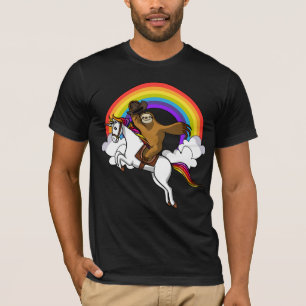 T-shirt Cowboy drôle de paresse montant l'arc-en-ciel