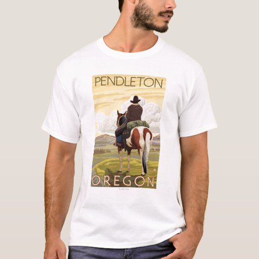 T-shirt Cowboy et cheval - Pendleton, Orégon (Devant)