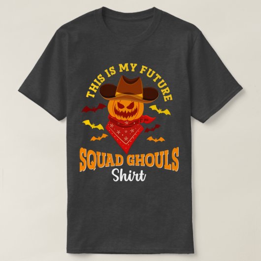 T-shirt Cowboy Halloween Future Squad Ghouls Squelette Pom (Design devant)