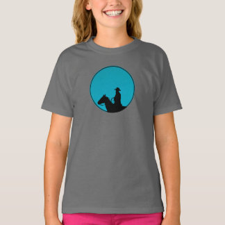 T-shirt Cowboy on Horseback Silhouette - Turquoise 