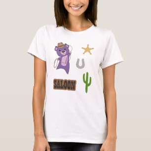 T-shirt Cowboy Purple mauve Bear Saloon Ouest