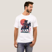 T-shirt Cowboy Samurai Black Chat cheval cadeau unique cer (Devant entier)