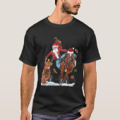 T-shirt Cowboy Santa Bulldogging Western Cowboy Xmas Funny (Devant)