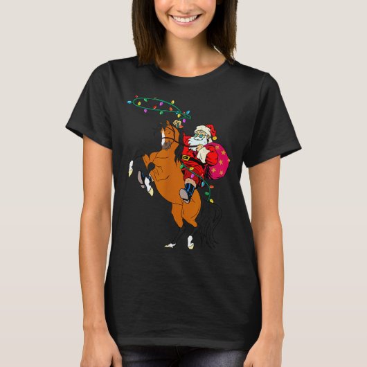 T-shirt Cowboy Santa Claus Riding A Horse Christmas Cowboy (Devant)