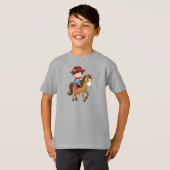 T-shirt Cowboy, Sheriff, Cheval, Occident, Cheveux Brown (Devant entier)
