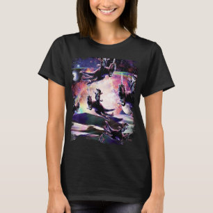 T-shirt Cowboy Space Chat Riding Dinosaure T-Rex, Cats Din