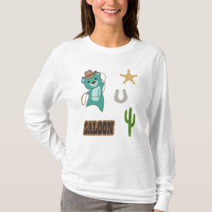 T-shirt Cowboy Turquoise Cute Bear Salon Western Pays