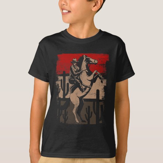 T-shirt Cowboy Wild West Country Horseck équitation Cheval (Devant)