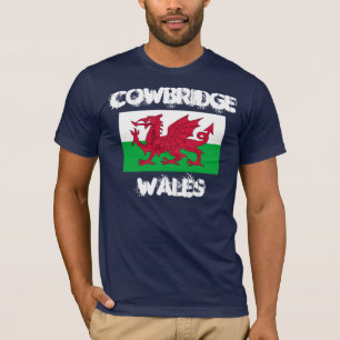 T-shirt Cowbridge, Pays de Galles avec drapeau gallois