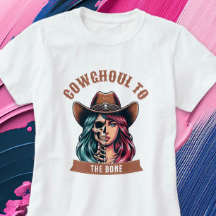 T-shirt Cowghoul à la chemise d'Halloween occidentale osse