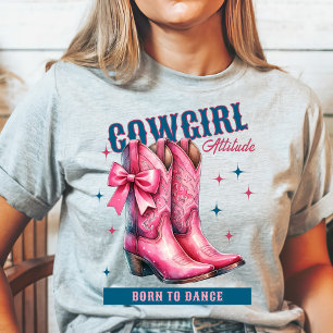 T-shirt Cowgirl Attitude Bottes Né à la danse