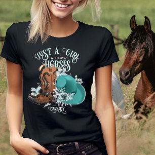 T-shirt Cowgirl citation turquoise cuir cowboy bottes chap