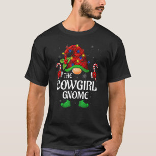 T-shirt Cowgirl Gnomalo Buffalo Red Plaid Matching Family 