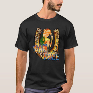 T-shirt Cowgirl Horseshoe Roam Free Wild Soul Western Dese