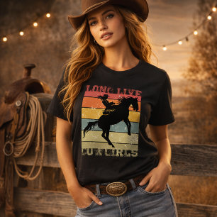 T-shirt Cowgirl Occidental Graphique Audacieuse Cheval de