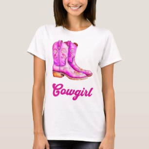 T-shirt Cowgirl Pays Western Rodeo Rose Cowboy Boots