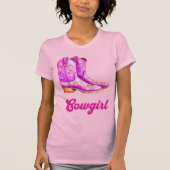 T-shirt Cowgirl Pays Western Rodeo Rose Cowboy Boots (Devant)