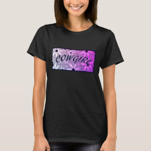 T-shirt Cowgirl Purple Blue Flowers Texte Courbé