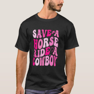 T-shirt Cowgirl Sauve Un Cheval Monte Un Cowboy Rodeo West