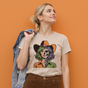 T-shirt Cowgirl Skeleton Western Halloween Shirt