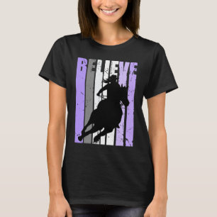 T-shirt Cowgirl Violette Écurie De Course De Cheval Cavali