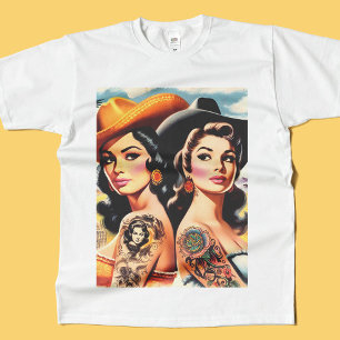 T-shirt Cowgirls Tatouées Vintage