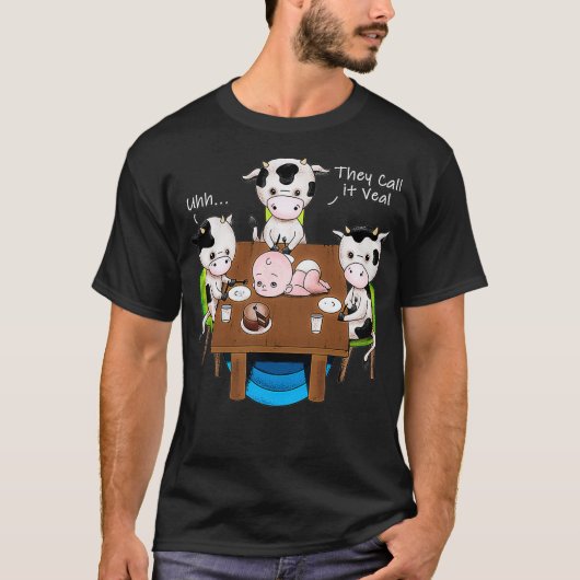 T-shirt Cows with Veal Funny Vegan Apparel for Activist (Devant)