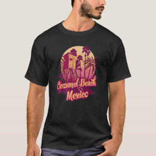 T-shirt Cozumel Beach Mexique Vintage Retro Souvenir Palm 