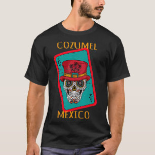 T-shirt Cozumel Mexique Sugar Crâne Ace des pique Souvenir