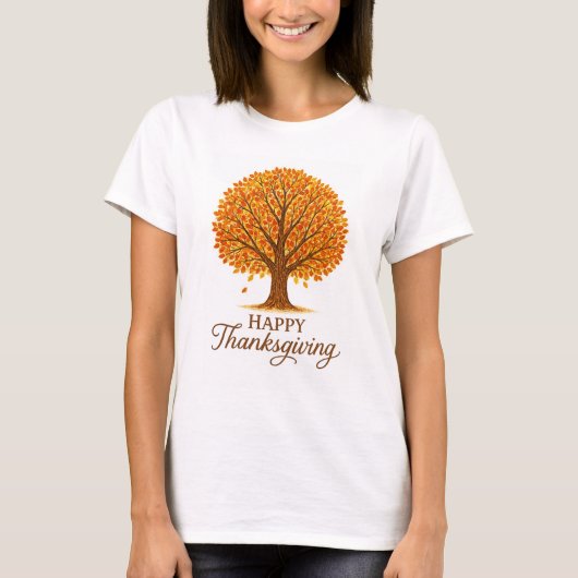 T-shirt Cozy Autumn Tree Happy Thanksgiving (Devant)