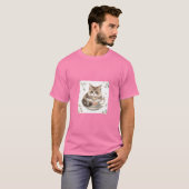 T-shirt Cozy Cat in Teacup Illustration (Devant entier)