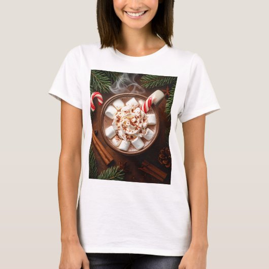 T-shirt Cozy Hot Chocolate with Marshmallows - Festive (Devant)