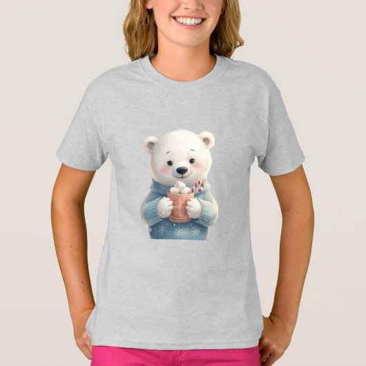 T-shirt Cozy Polar Bear Cub – Kids Christmas Tee (Devant)