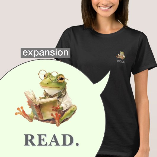 T-shirt Cozy Reading Frog Bookworm Soft Graphic