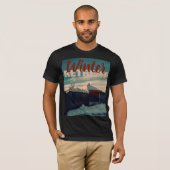 T-shirt Cozy Winter Snow Rooftop Stylized Landscape (Devant entier)