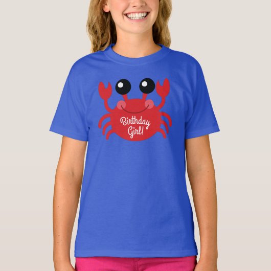 T-shirt Crabe Anniversaire fille mignonne Cartoon enfants  (Devant)