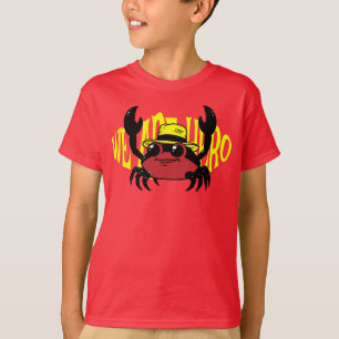 T-shirt crabe avec chapeau et art textuel