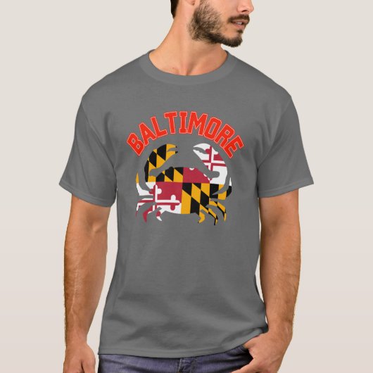 T-shirt Crabe Baltimore avec drapeau du Maryland pour les (Devant)