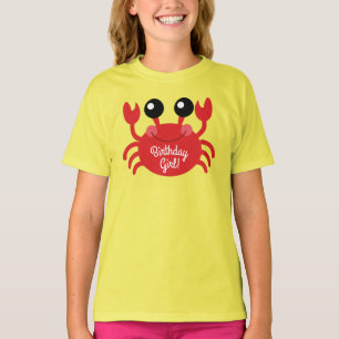 T-shirt Crabe Birthday Girl Cute Cartoon Kids