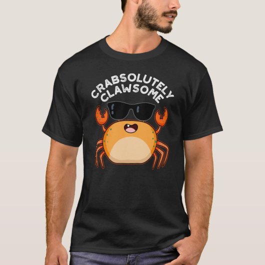 T-shirt Crabe Clawsome Funky Crab Pun Dark BG (Devant)