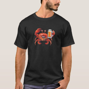 T-shirt Crabe Drôle Avec Bière À La Main