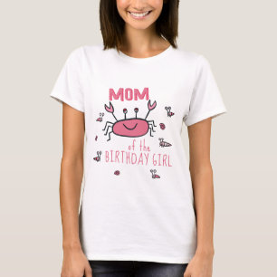 T-shirt Crabe rose mignon Animaux de la mer Maman de fille