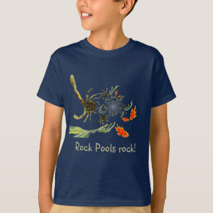 T-shirt Crabs de piscine de roche Poisson Amusement au bor