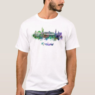 T-shirt Cracovie skyline in watercolor