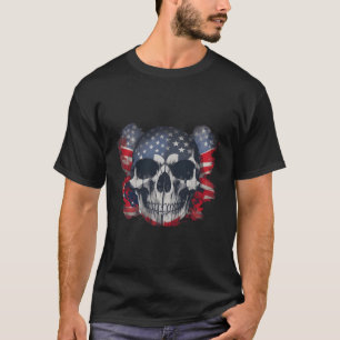 T-shirt Crâne 4 Juillet Indépendance Patriotique Américain